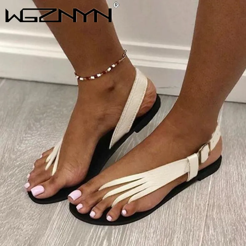 

2021 Summer New Sandals European and American Style Round Toe Women Flip Flops Flat Side Hollow Fashion Sandals Ladies Slippers