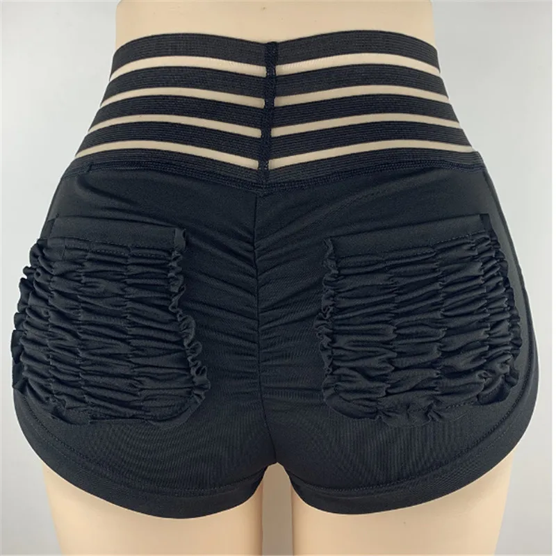 Sexy short Shorts Bottom pleated Pockets lace High waist Women Push Up fitness workout Sports wear 2019 New | Женская одежда