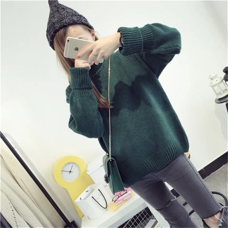 Новый женский студенческий пуловер с воротником средней высоты Корейская версия