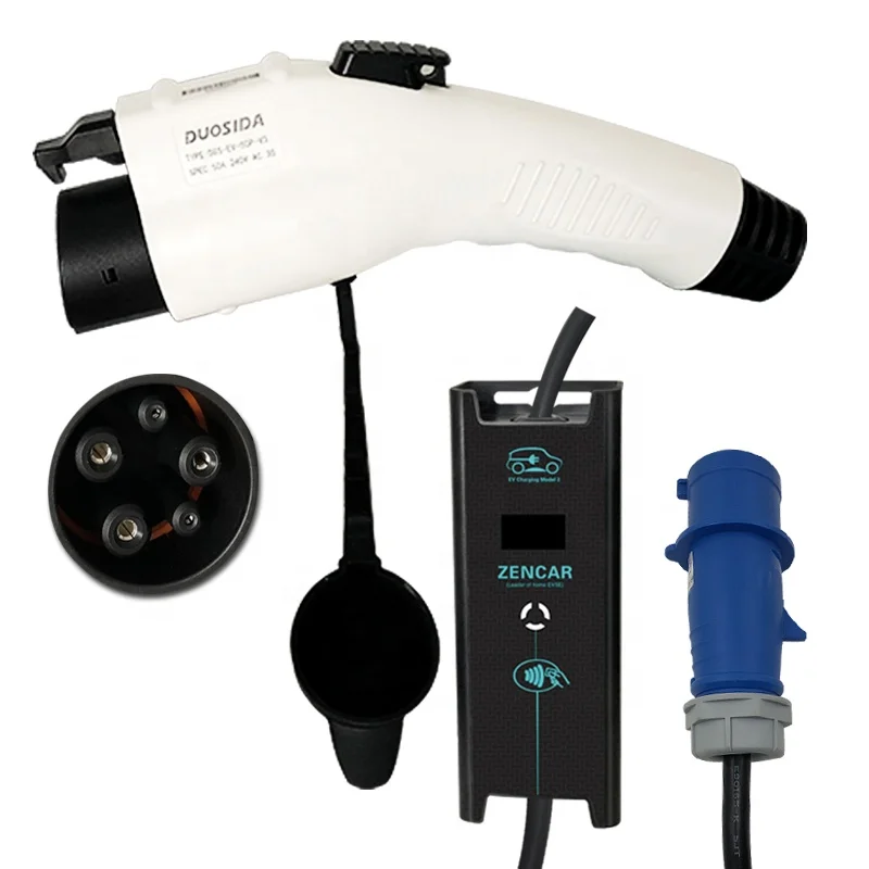 

Portable EV Charging Mode 2 type 1 electric vehicle charging cable ev home charge point with blue cee plug 16A