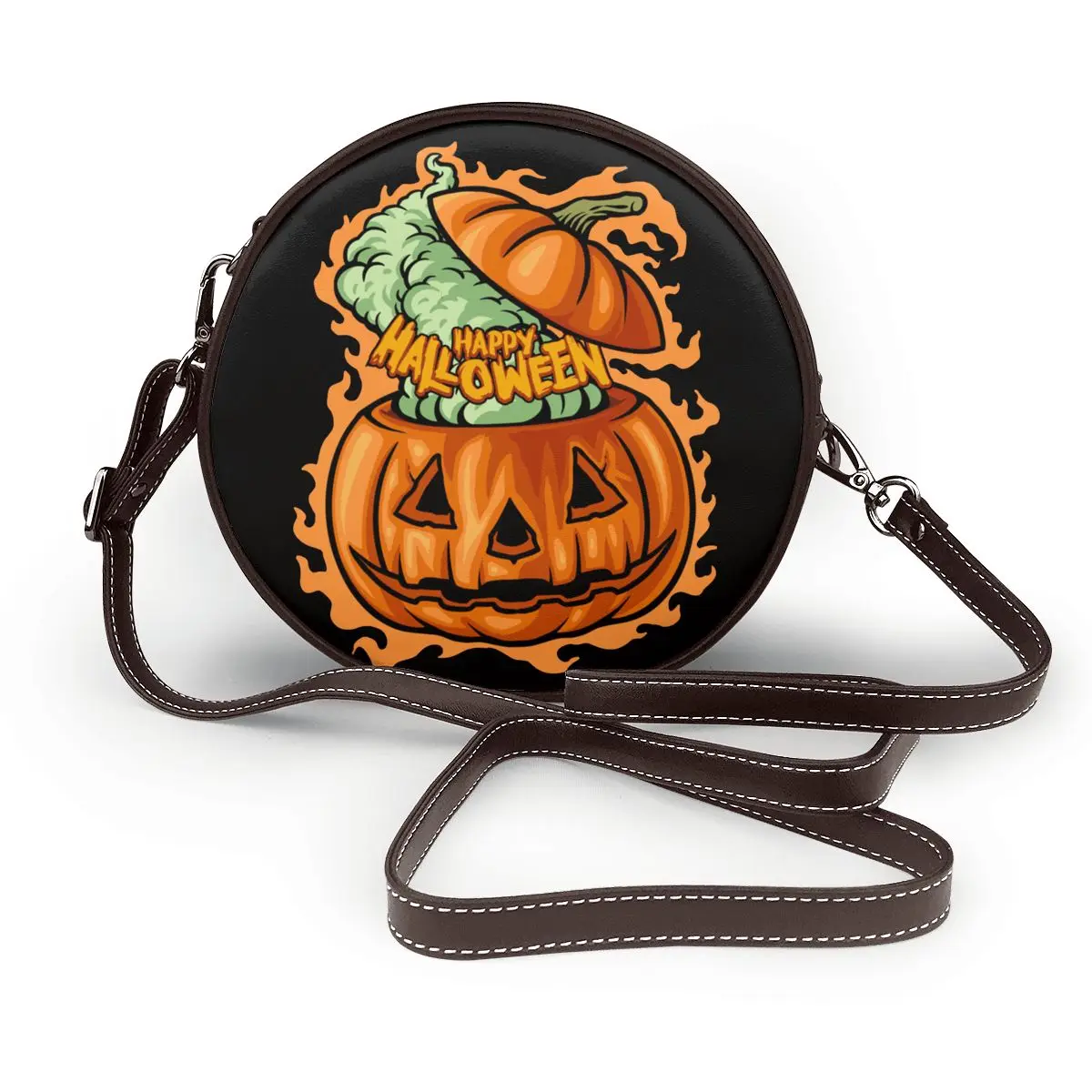 

Хэллоуин счастливая тыква сумка через плечо забавная Модная стильная круглая сумка кожаная уличная женская сумка