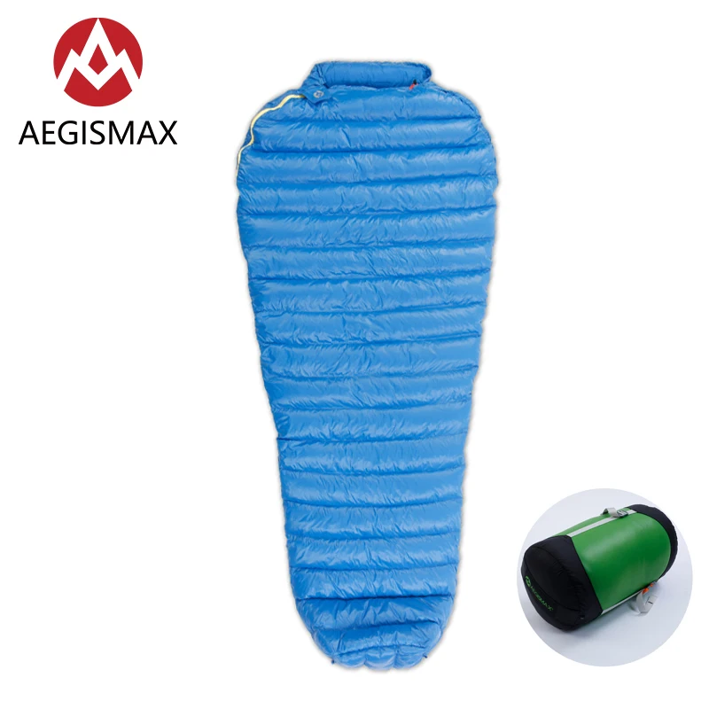 Длинный походный спальный мешок AEGISMAX M2 ультралегкий пуховой для мам нейлоновый