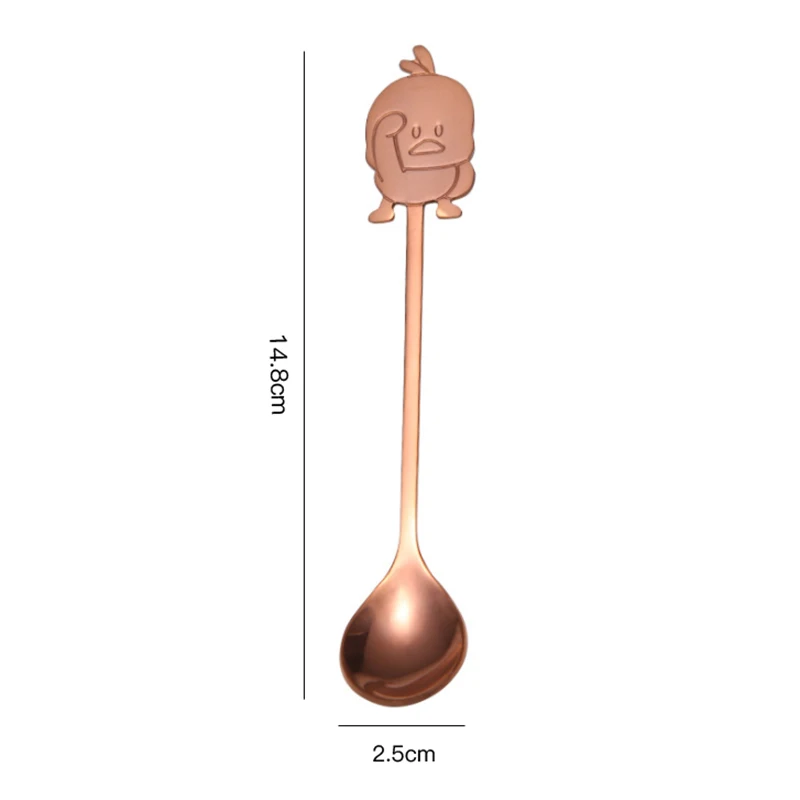 Rose Gold Симпатичные утенок кофейная ложка 304 нержавеющая сталь перемешивание кофейная ложка крем десертные чайные ложки, кухонные принадлежности - Цвет: Rose Gold