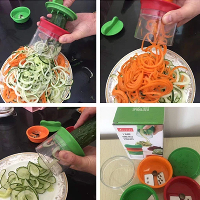 

4 in 1 Grater for vegetables Slicer Cutter Vegetable Spiralizer Upgraded Heavy Duty Veggie Spiral Cutter Noodle Pasta Spaghetti