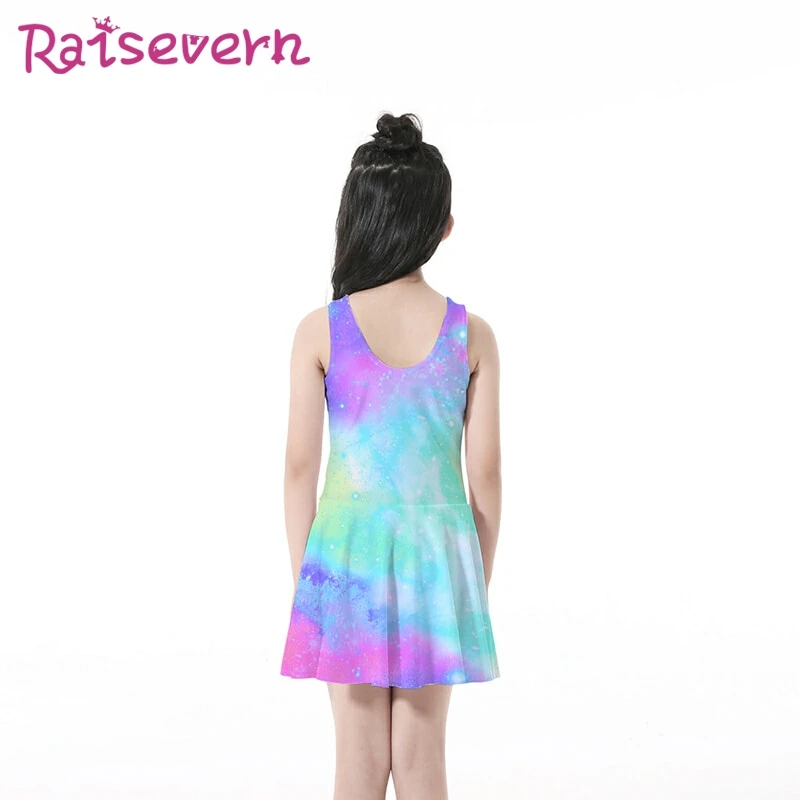 Raisvern Galaxy летнее платье для девочек с принтом цветные детские платья принцессы