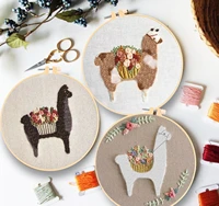 embroidery kits for beginners alpaca pattern print sewing craft kit starter pratice needlework tools package wall painting decor