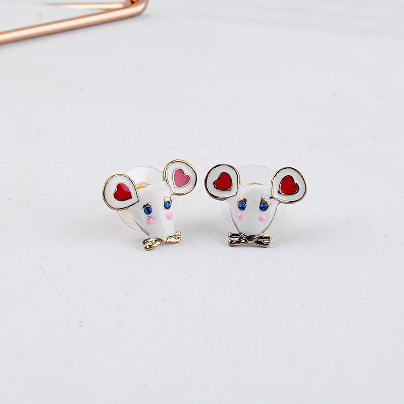 Эмалированные серьги с мини мышкой милые гвоздики животными для женщин модные
