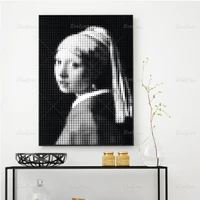 abstract girl with pearl earring dots poster and prints hd wall art canvas painting home decor modular pictures for living room