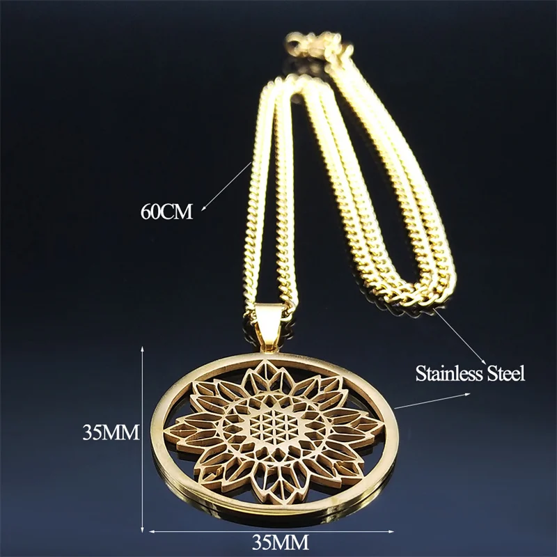 Женское Ожерелье с подсолнухом ожерелье из нержавеющей стали 2023 золотого цвета