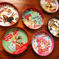 american exquisite retro girl series big disc fruit plate snack plate dessert tray tea tray western food coffee tray cl60301