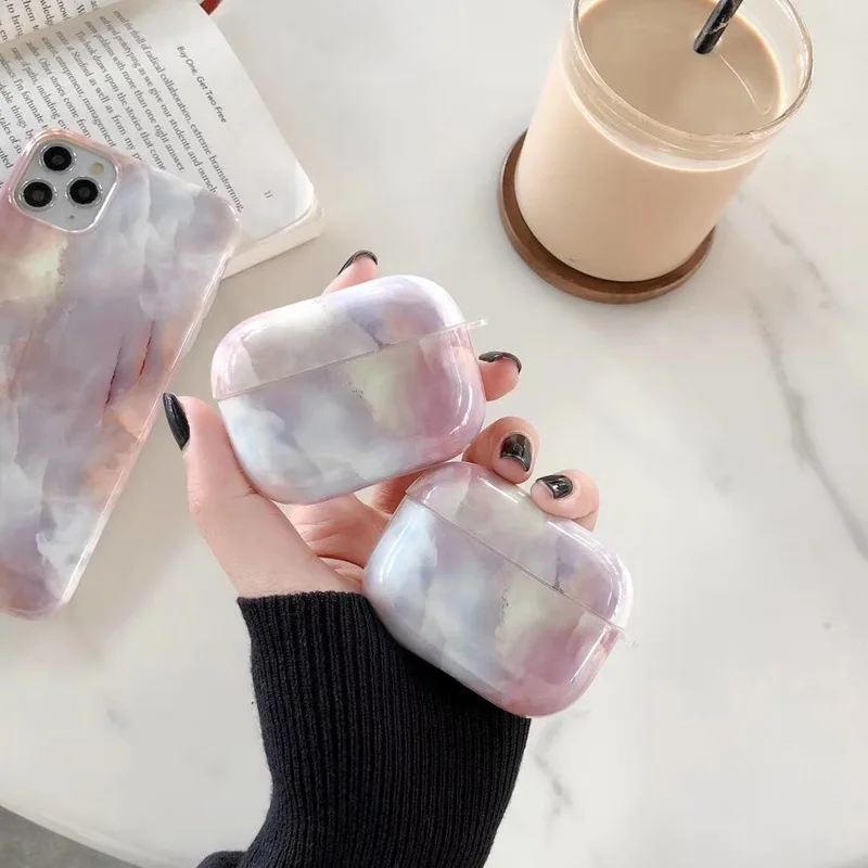 

For Pink Marble Airpods Pro Case, Suitable For Apple Bluetooth Wireless Headset Case