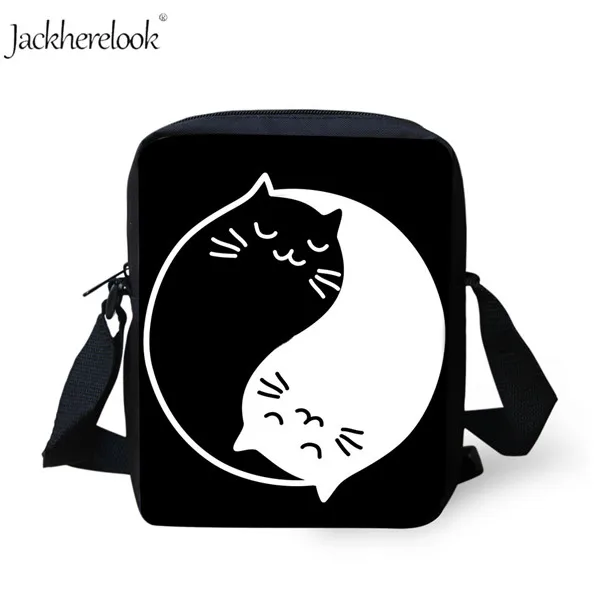 HK865E Jackhereook Черный Инь Ян кошки школьные рюкзаки для девочек милый детский рюкзак для котенка для мальчиков книжные сумки для начальной школы Студенческая сумка детские подарки - Цвет: HK865E