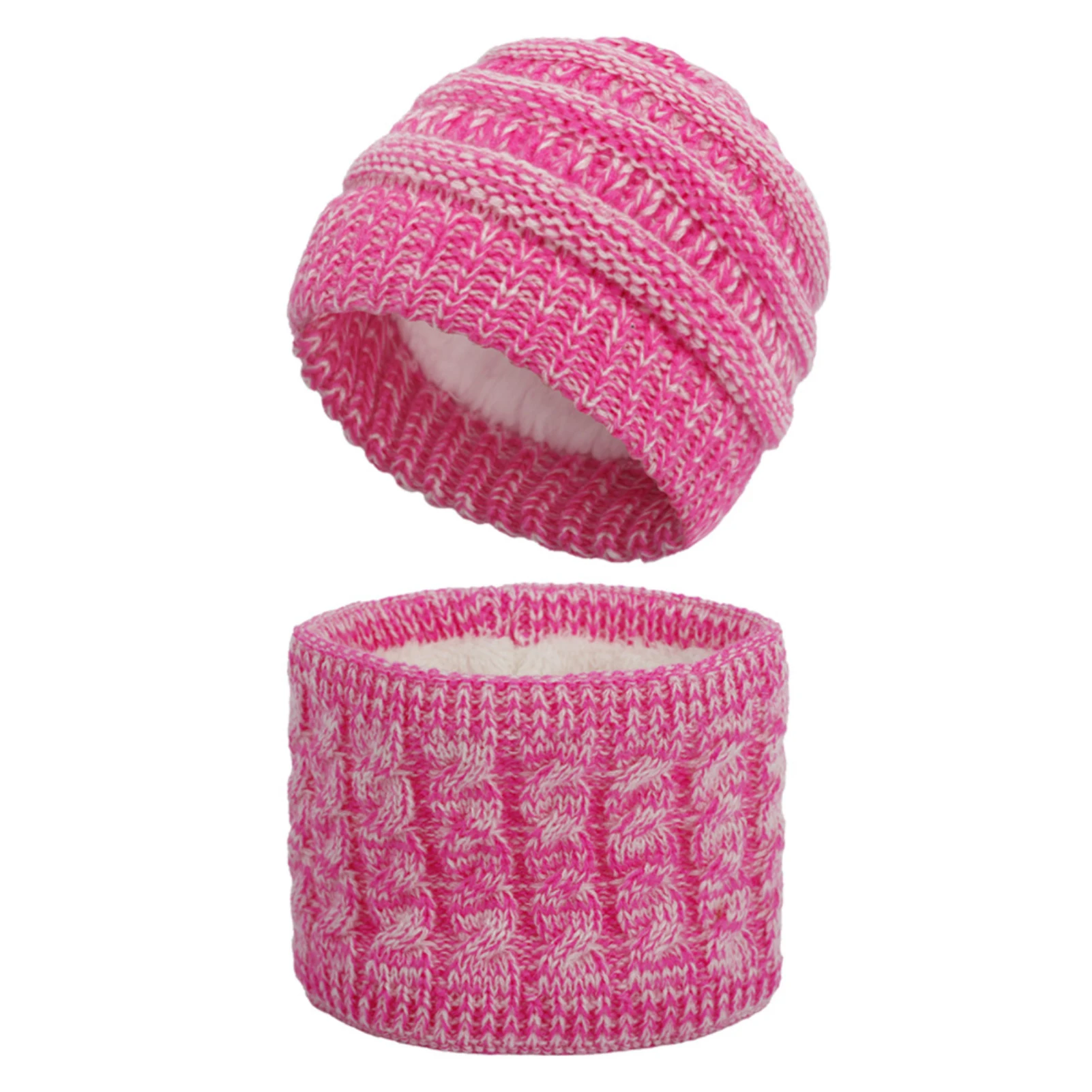 

2Pcs/Set Fashion Children Scarf Baby Hat Infant Winter Knitted Beanie Cap Plush Cotton Liner Warm Neck Boys Girls Scarf Set