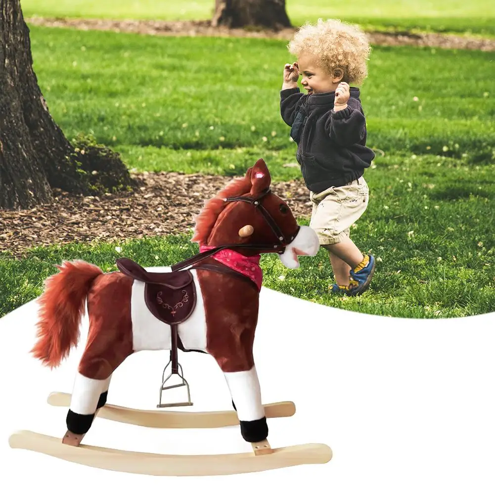 

Kids Plush Toy Rocking Horse Ride On Pony Rocker with Realistic Sounds