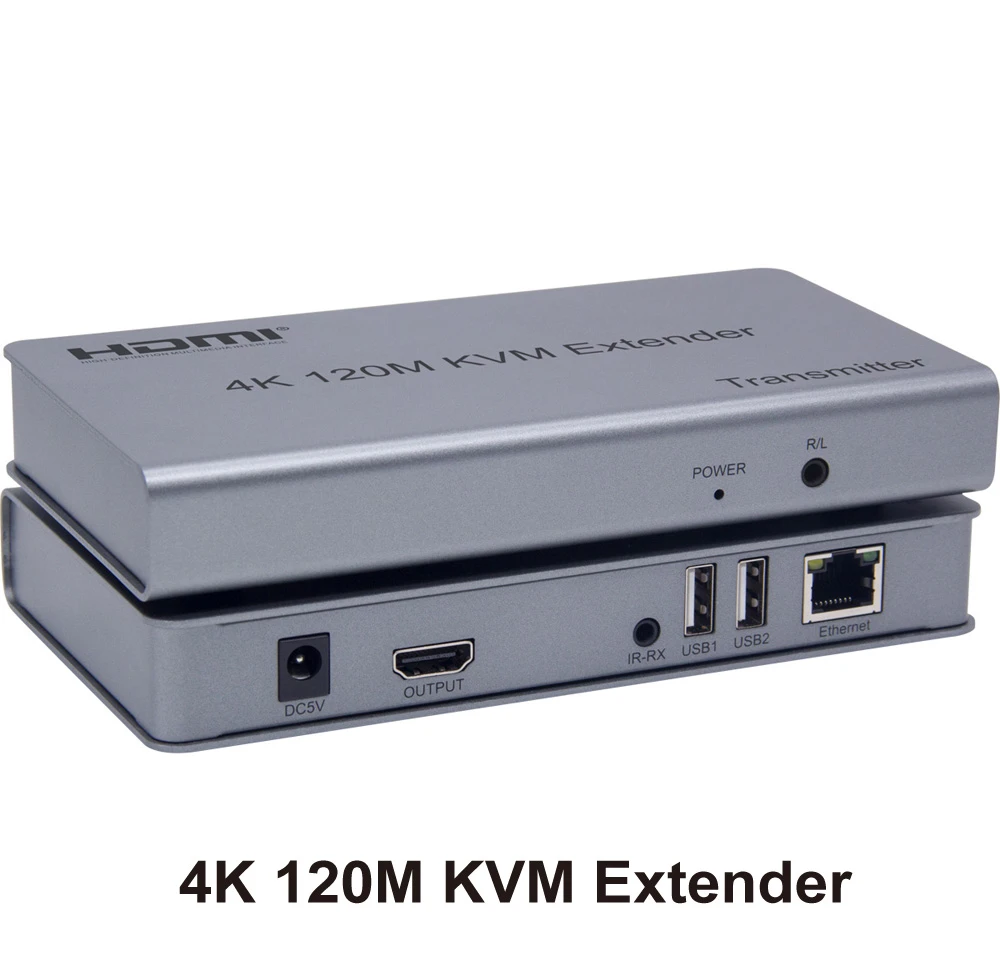 120M KVM HDMI Extender 4K HD TX RX Extend 4K @60HZ 1080P Signal 120M By Ethernet RJ45 CAT5e/6 Cable Local Loop-out + IR Remote