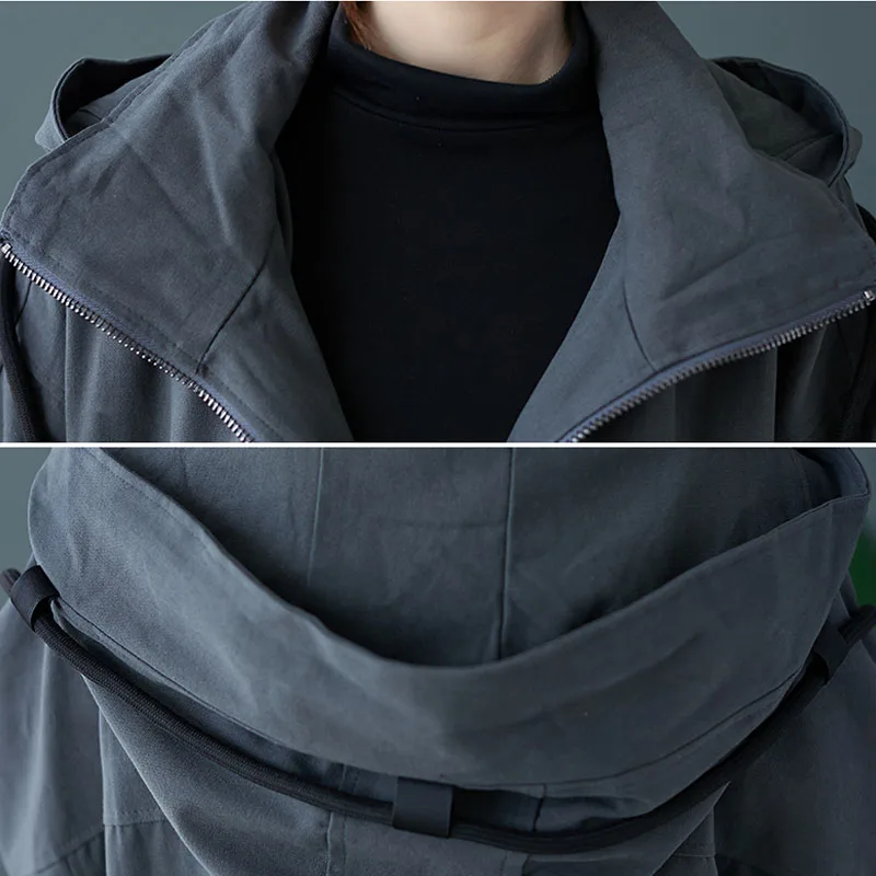 

Oversize Women Jackets Coats Plus Size Winter Zipper Long Cardigan Windbreaker Female Vintage Harajuku Hooded Jacket 4XL 5XL 6XL