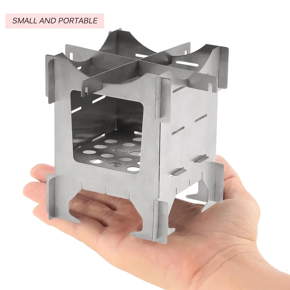 Легкая титановая Складная дровяная плита походная для пикника печь