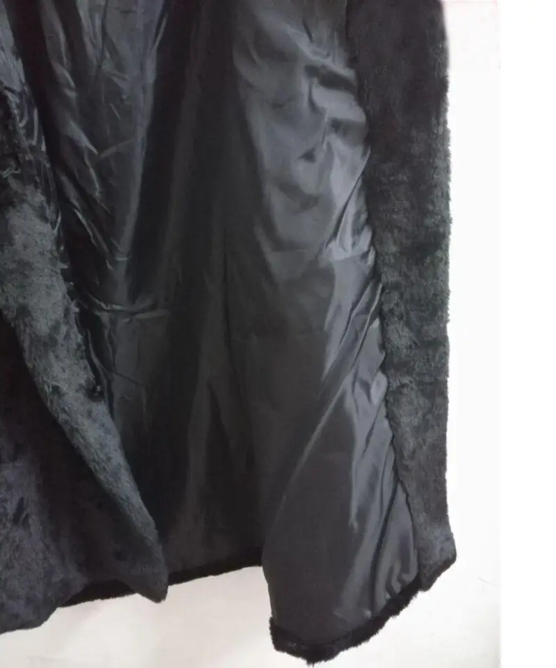 Long-sleeved Loose Black Coat Female Flocking Cotton Jacket Coat Plus Size Warm Winter Women Hooded Faux Fur Coat New Fashion