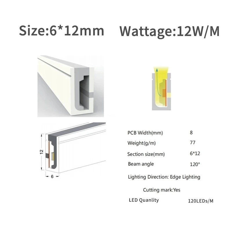 Неоновая мягкая Светодиодная трубчатая лампа 12 В постоянного тока гибкая