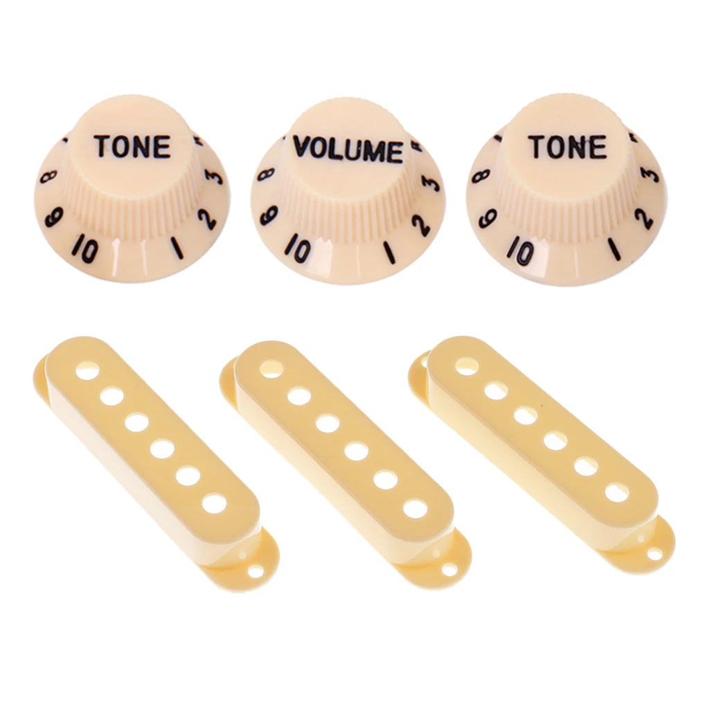 

Cream Single Coil Pickup Cover w/ Volume& Control Knobs for Fender Guitar