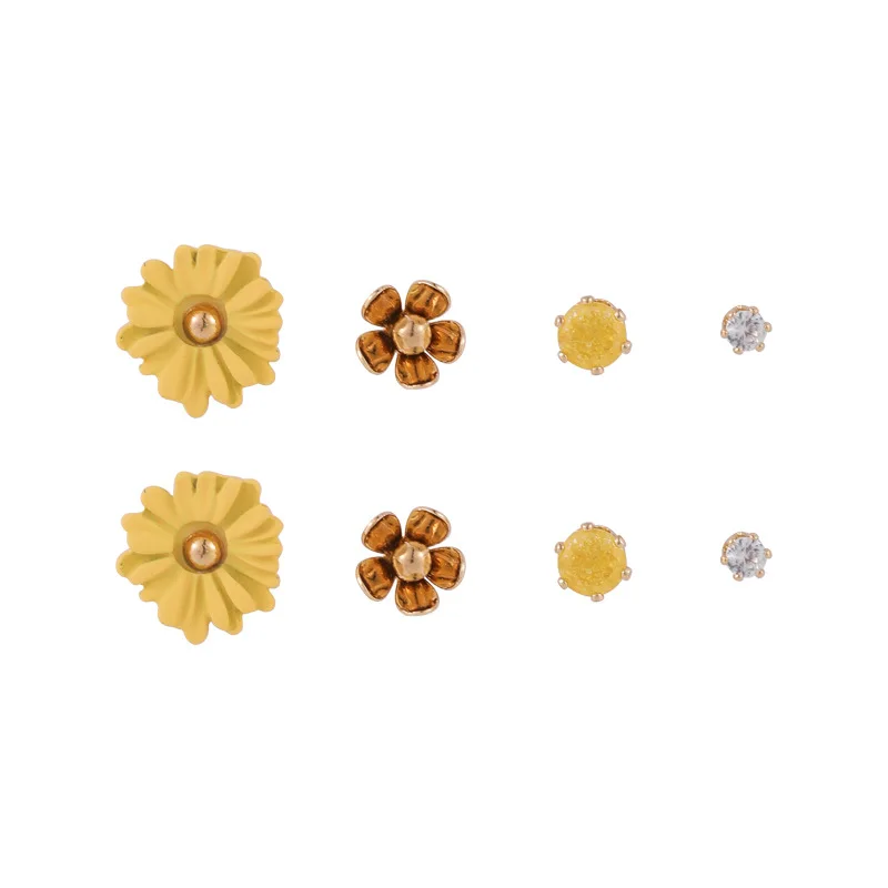 Эстетические летние милые серьги с маленькими цветами маленькие трехмерные