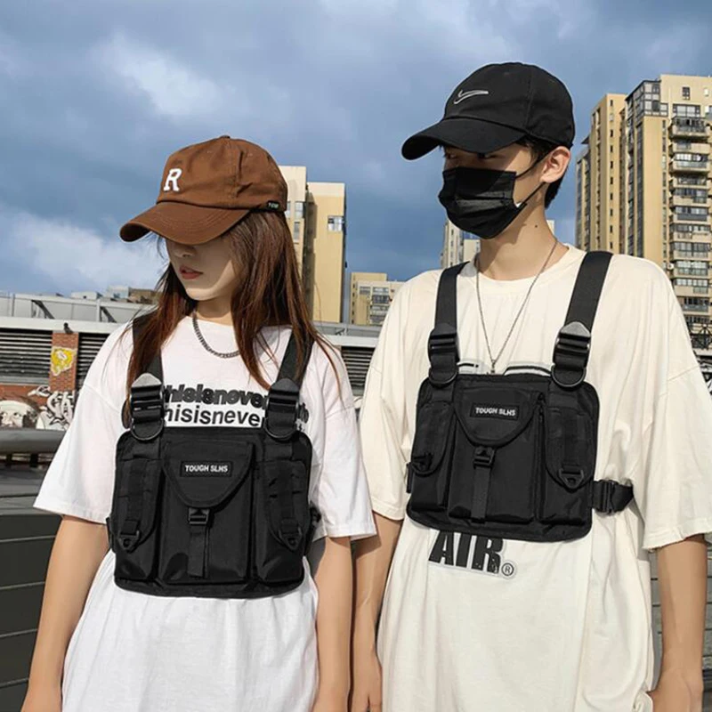 

Мужская Уличная сумка в стиле хип-хоп, функциональная сумка на грудь, крутая сумка на лямках, тактический военный жилет, сумка на плечо, пояс...