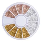 1 коробка ногтей крошечные Сталь шарики 1 мм колеса 3D дизайн розовое цвета: золотистый, серебристый металлическое ювелирное изделие Маникюр Сделай Сам жемчужные украшения FI-K3