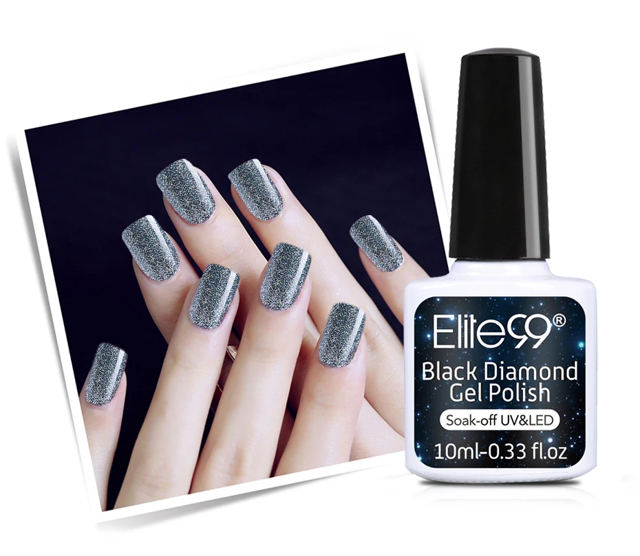 Elite99 10 мл черных масок Diamond УФ-гель для ногтей голографическая блестящие