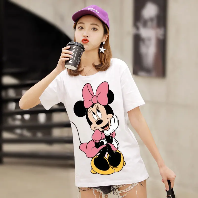 Женская футболка Disney с принтом Минни Маус Повседневная Блузка коротким рукавом