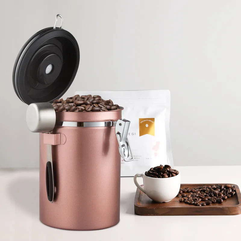 

Контейнер для кофе емкостью 1,8 л, герметичная банка для кофе для жареных кофейных зерен, чайных орехов с силиконовой крышкой и ложкой из нерж...