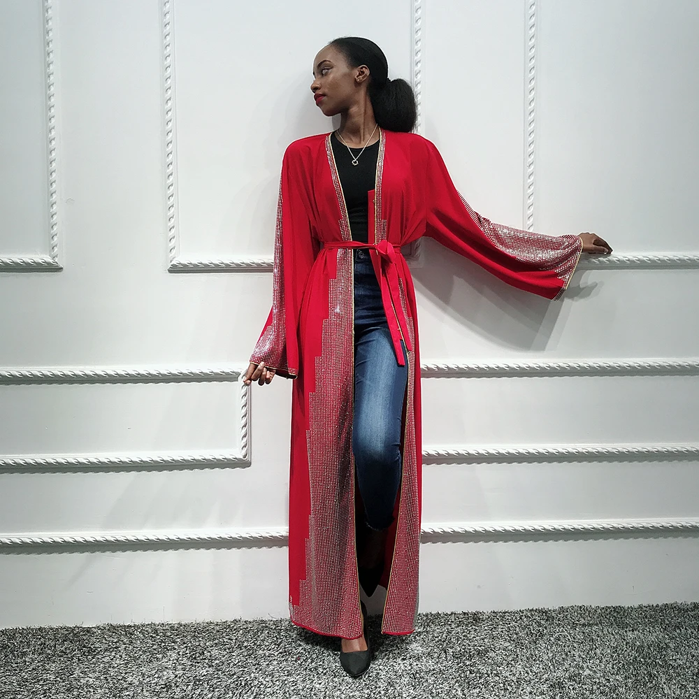 Женский кафтан Дубай абайя кимоно турецкий хиджаб мусульманское платье кардиган