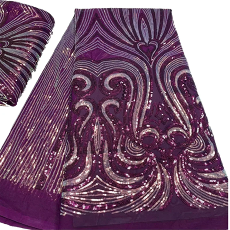 

2022High Quality Sequin Net Embroidery Nigerian Wedding African Lace Material French Lace Fabric FYU1228