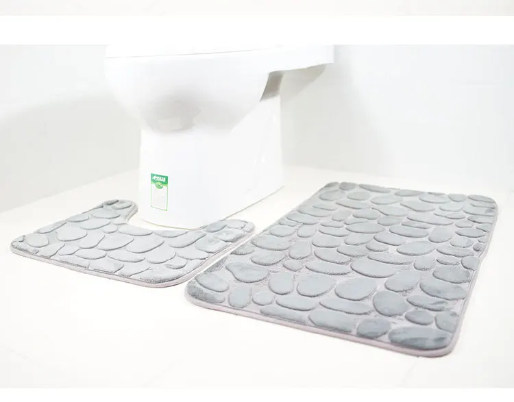 

All American Collection 2PC Memory Foam Bath Mats Soft Plush Anti-Slip Shower Bathroom Contour Toilet Lid Cover Rug