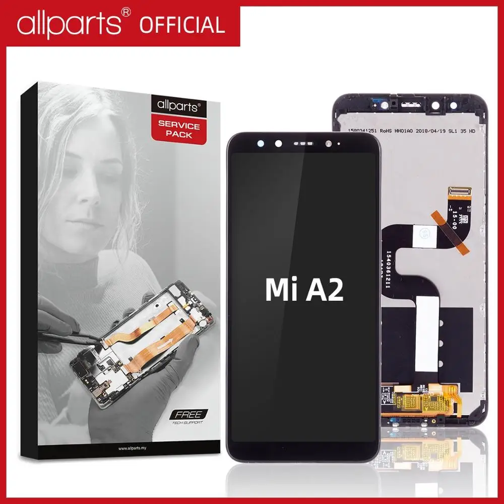 Дисплей для XIAOMI Mi A2 6X LCD в сборе с тачскрином на рамке Оригинал 5.99'' черный