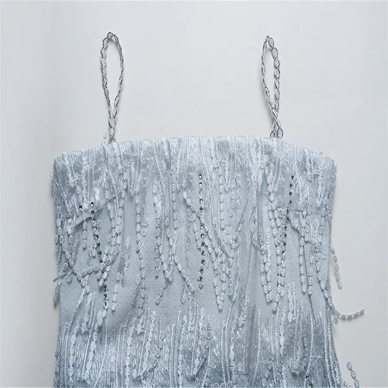 

Diamond Sling Dress Women 2021 Summer Fashion Elegant Ladies French Style Party A-line Blue Dresses Female JD1216