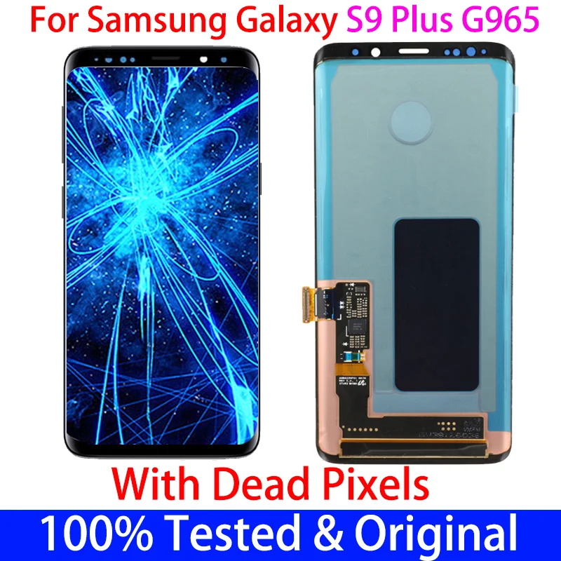 

Оригинальный ЖК-дисплей S9Plus для Samsung galaxy S9 Plus G965 G9650 с рамкой, ЖК-дисплей с зелеными точками + сменный сенсорный экран в сборе