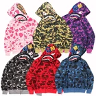 Толстовки с капюшоном для мужчин и женщин, повседневная светящаяся кофта в стиле пэчворк с принтом акулы, свитшоты в стиле Харадзюку, одежда на молнии, Осень-зима