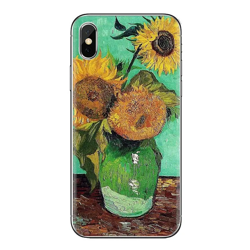 Чехол из ТПУ для iPhone XS Max XR X 4 4s 5 5S 5C SE 6 6S 7 8 Plus samsung Galaxy J1 J3 J5 J7 A3 A5 Van Gogh Sunflowers масляная