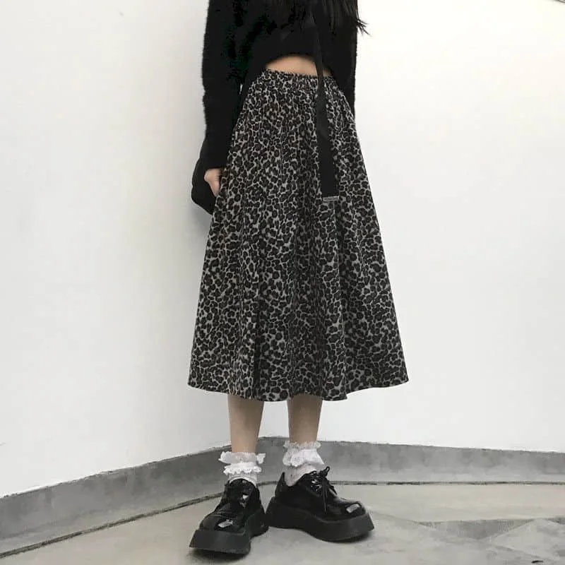 

Harajuku мини-юбка с леопардовым принтом комплект для женщин в готическом стиле, А-образного силуэта средней длины; Юбка для девочек; Уличная од...