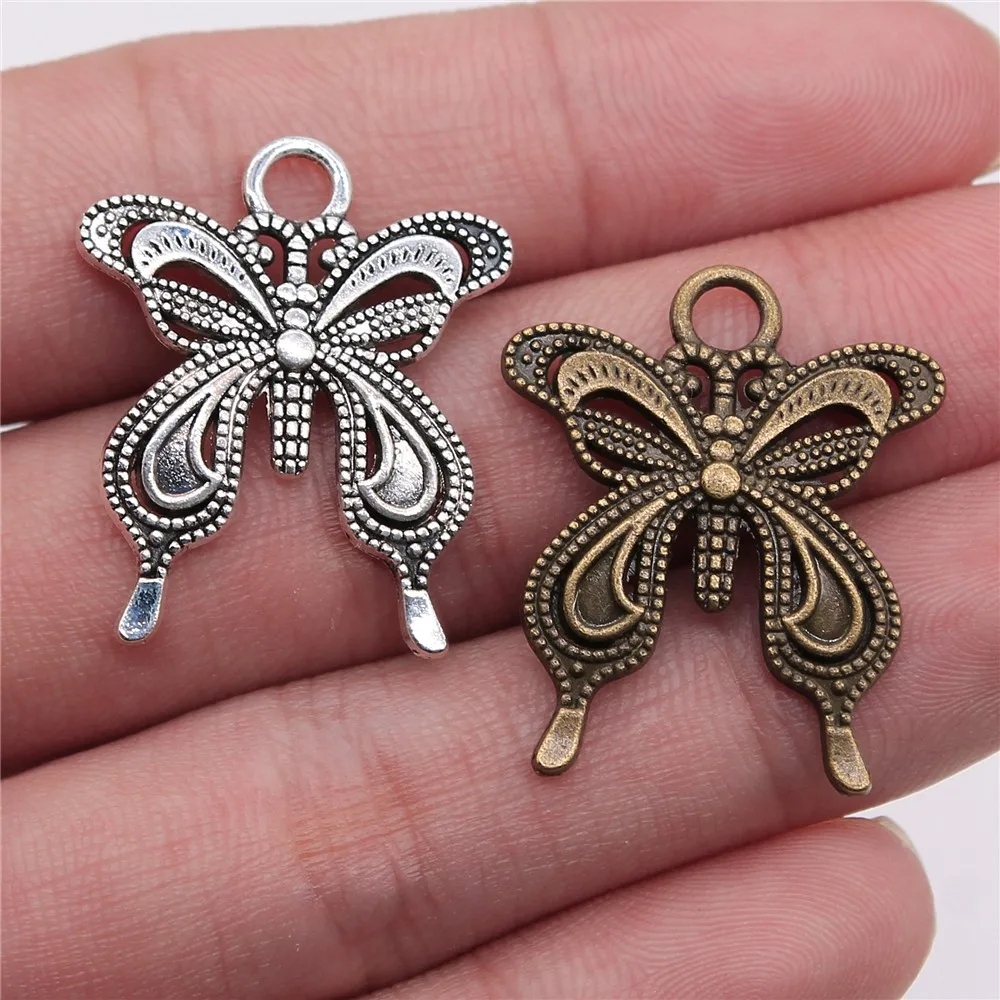 

4pcs 27x25mm Butterfly Pendants Butterfly Pendant Antique Silver Plated Antique Bronze Plated Butterfly Charm