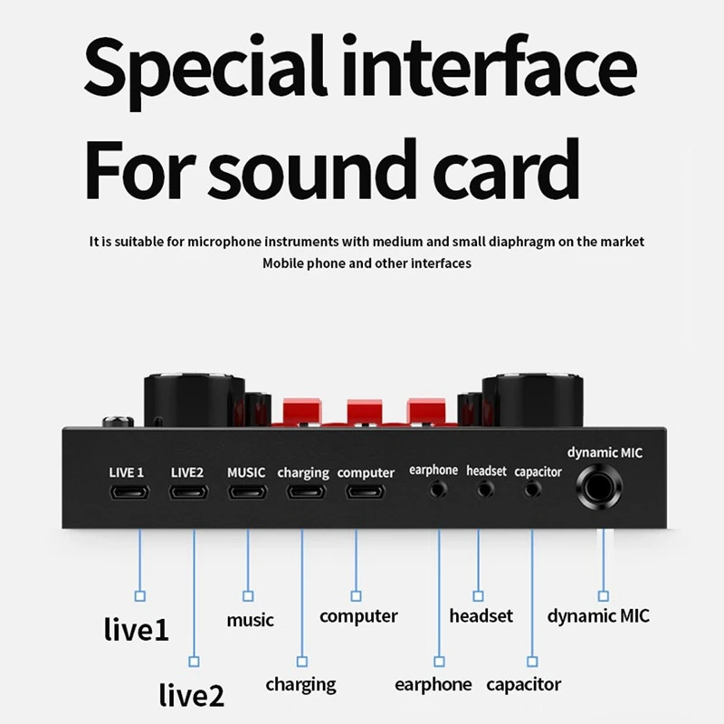 

Sound Card V8S Audio Mixer Bluetooth Webcast Personal Entertainment Streamer Live Broadcast for PC Computer