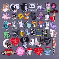 animal with a knife patch iron on patches on clothes rabbit embroidery patches for clothing stripe badge frog patch for clothes