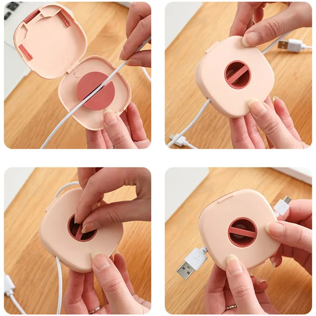 

Multifunctional Mini Portable Earphone Storage Box Data Cable Charging Cable Storage Box Rotary Winder Storage Box