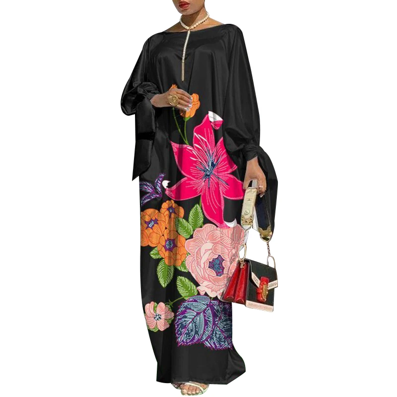 

Retro Dubai Abaya Turkey Hijab Dress Women Vintage Floral Printed Maxi Sundress Summer Long Sleeve Kaftan Muslim Vestido