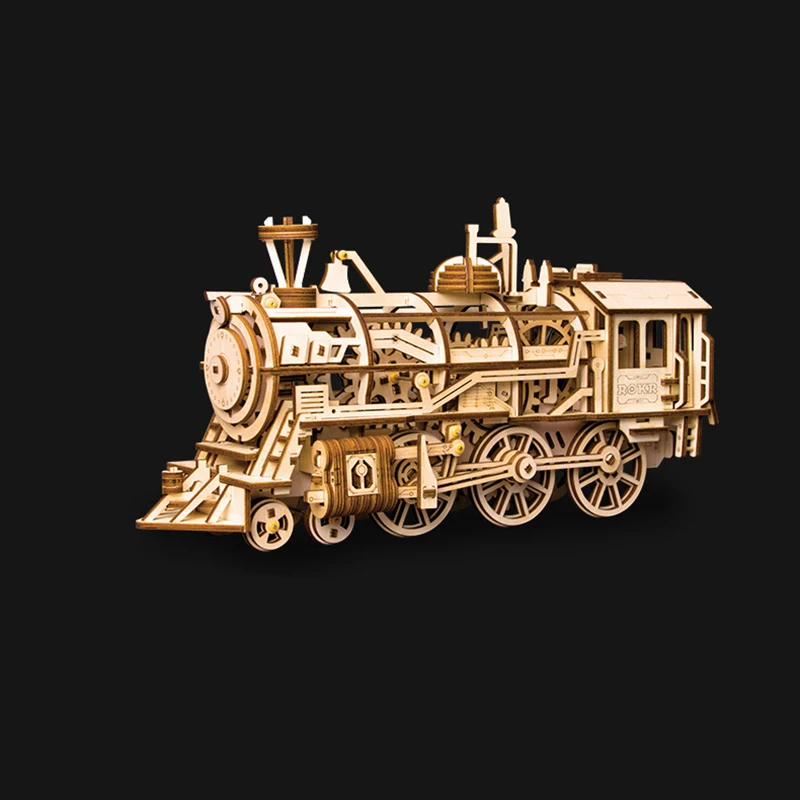 C 3D Wooden Train Airship Tractor Puzzle Games Assembly Model Kits Toys For Children Kids Girls Birthday Gift - Цвет: C