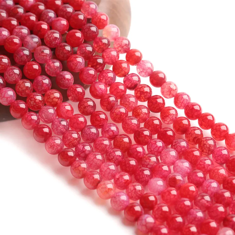 

Natural Ancient Crack Agate Beads Crimson Dragon veined Stripe Agate Round Stone Beads for DIY Necklace Bracelat Jewelry Making