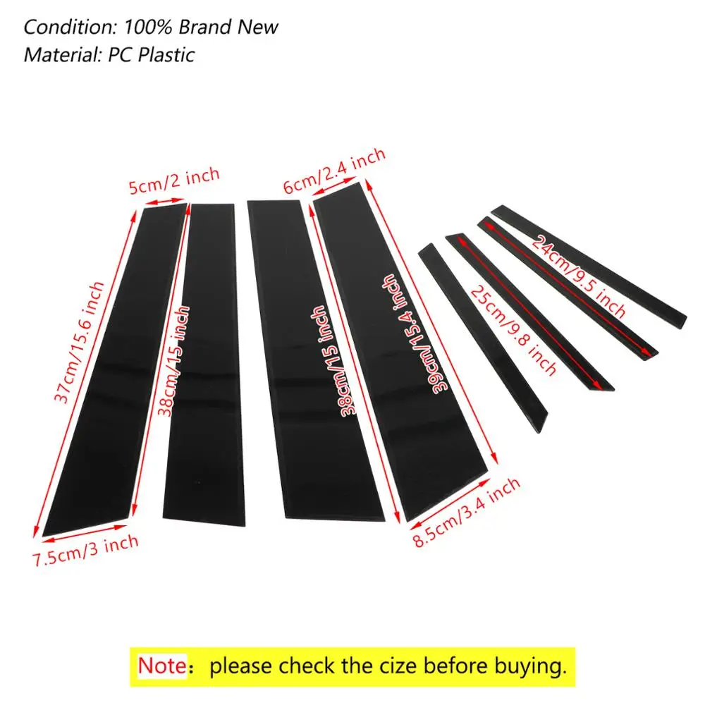 Areyourshop 8 шт. комплект черный стойки крышка двери отделка окна для Honda Civic 2012- 4dr отделка по центру автозапчасти