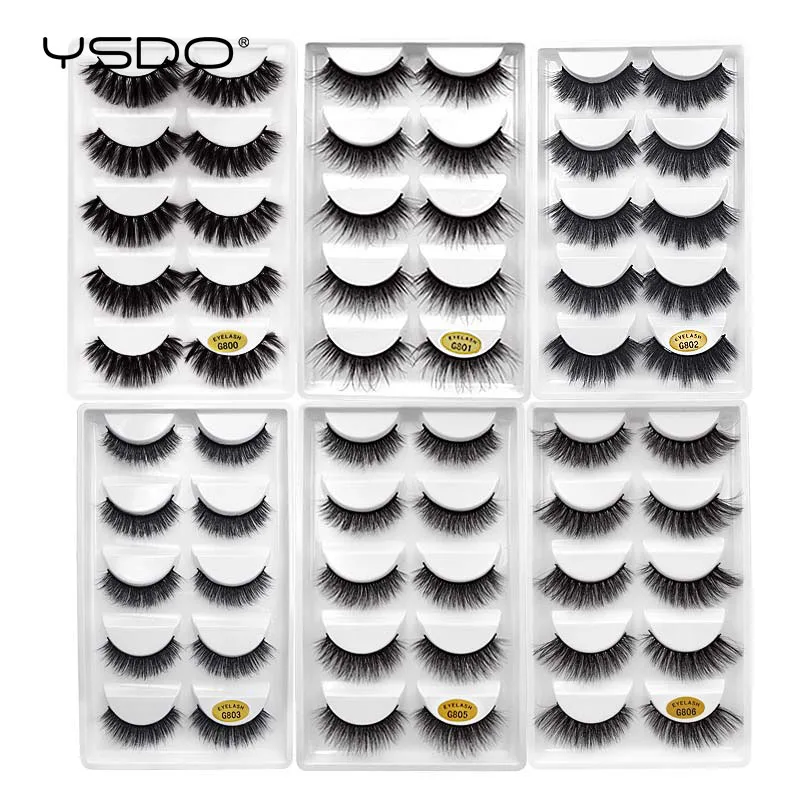 YSDO ресницы 5 шт. норковые натуральные длинные 3d ручная работа накладные