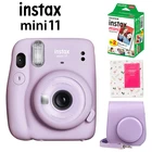 Фотоаппарат моментальной печати Fujifilm Instax Mini 11, розовыйсинийсерыйбелыйфиолетовый + 20 белая пленка Instax Mini, чехол, 64 кармана для альбома