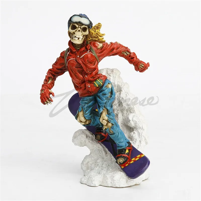 

Креативная скульптура в виде черепа для катания на лыжах, художественные фигурки-скелеты для катания на лыжах, статуэтка, Статуэтка из смол...